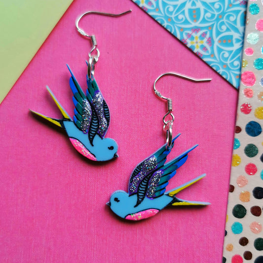 Swallow earrings - Colourful