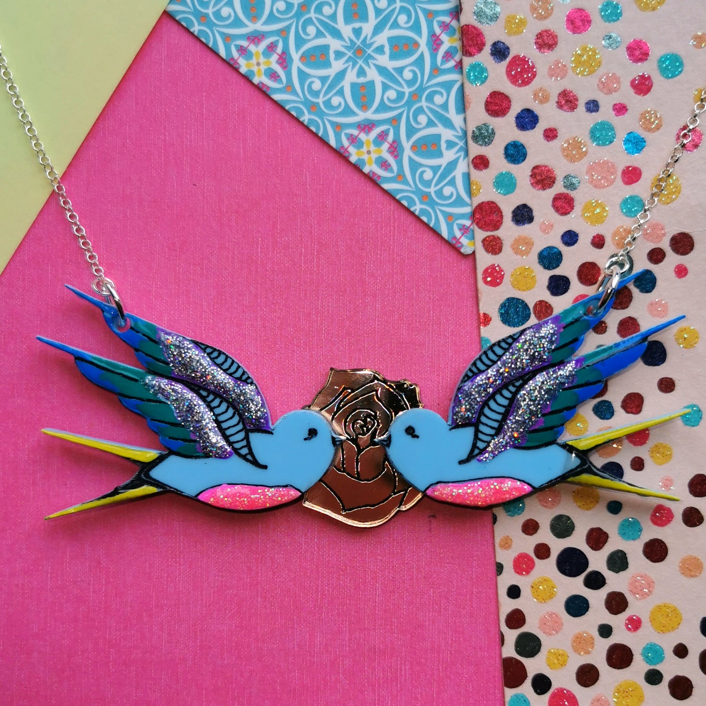 Swallow necklace - Colourful