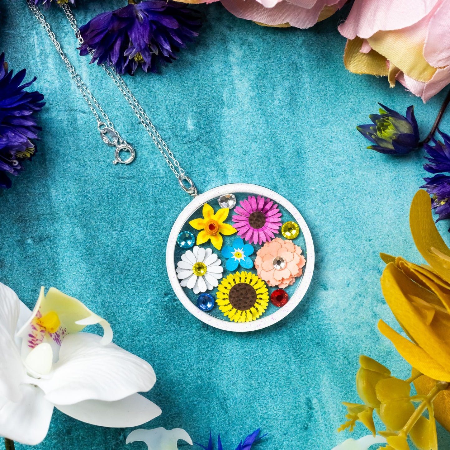 Statement floral pendant